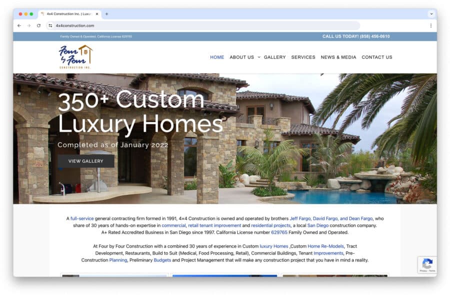 4x4 Construction Inc website