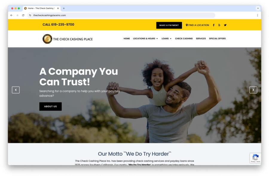 The Check Cashing Place Inc website